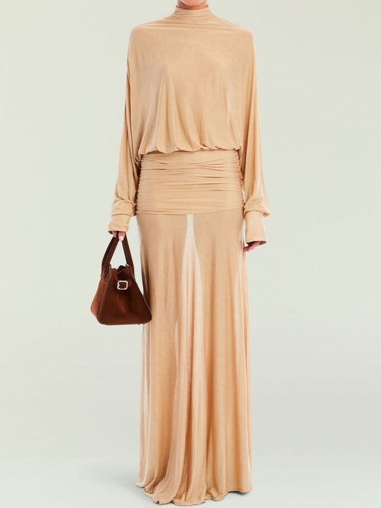 Seroya Dresses & Skirts - Seroya Swan Maxi Dress, Tan Sz S